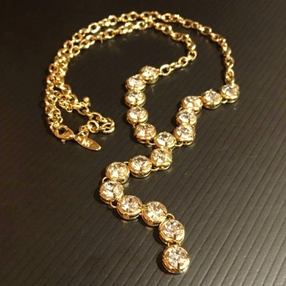NY Gold-Tone & Rhinestone Y Necklace
